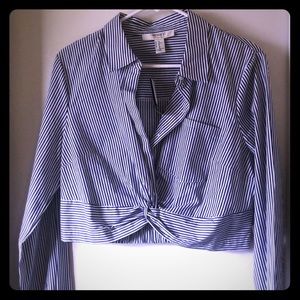 Crop stripped button up